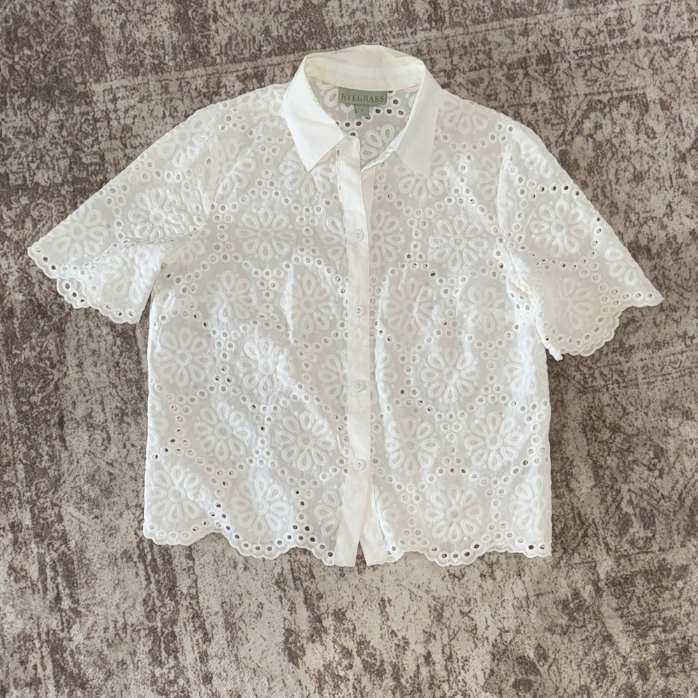 Elegant White Eyelet Blouse
